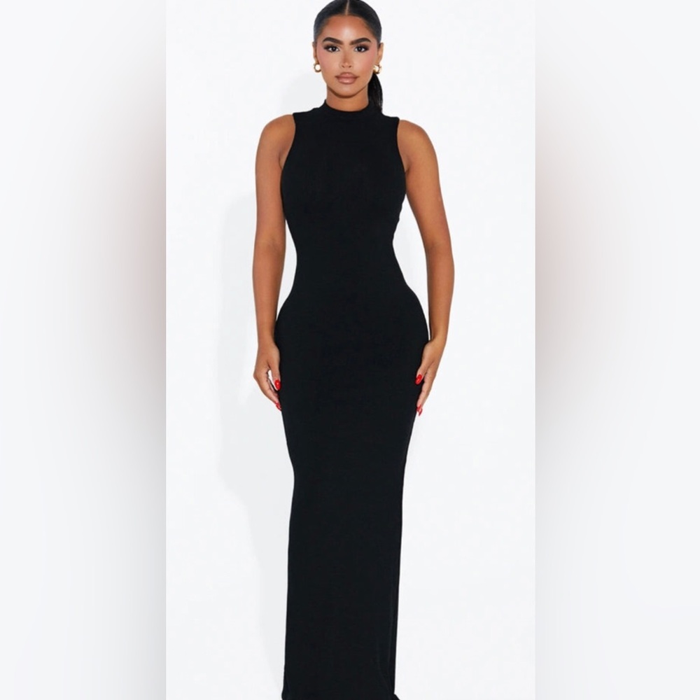 Naked Wardrobe Chic Ribbed Tank Black Dress size Medium NWOT